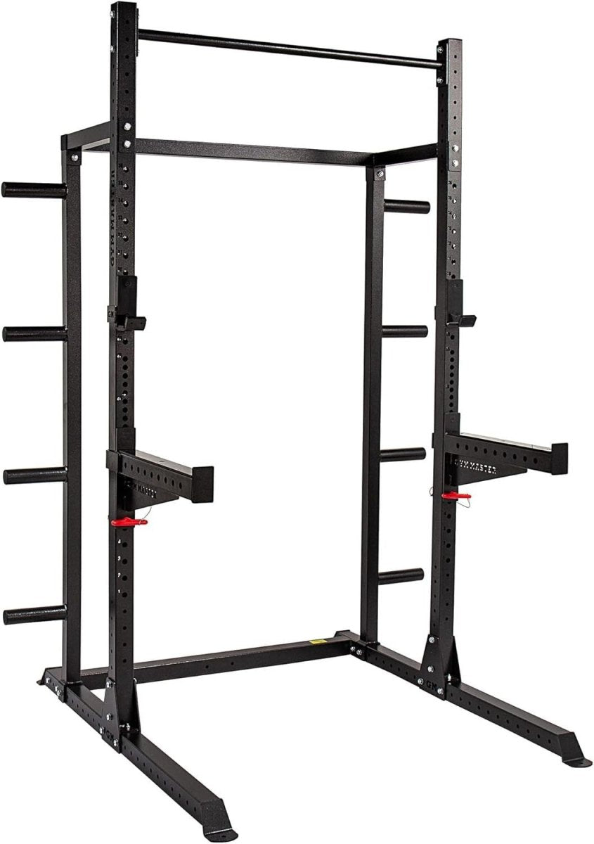 Half Power Rack Squat Cage Black with Pull Up Bar & Storage System - Kwikley