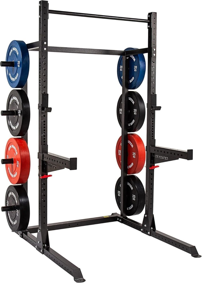 Half Power Rack Squat Cage Black with Pull Up Bar & Storage System - Kwikley