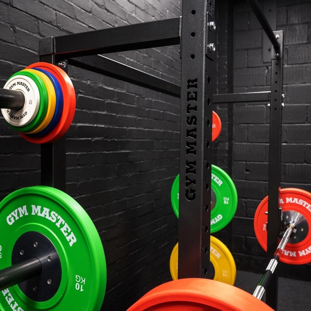 Half Power Rack Squat Cage Black with Pull Up Bar & Weight Storage - Kwikley