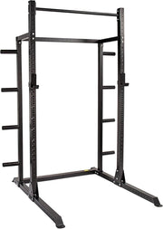 Half Power Rack Squat Cage Black with Pull Up Bar & Weight Storage - Kwikley