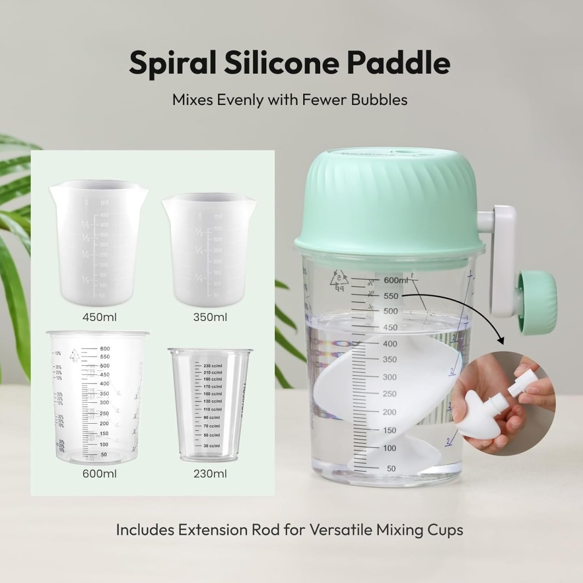 Hand Crank Resin Mixer Epoxy Stirrer 3 Speed Silicone Paddle Low Bubbles - Kwikley