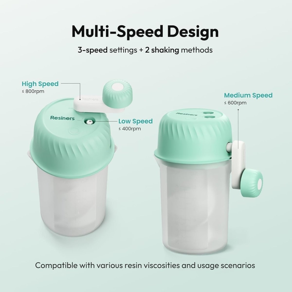 Hand Crank Resin Mixer Epoxy Stirrer 3 Speed Silicone Paddle Low Bubbles - Kwikley