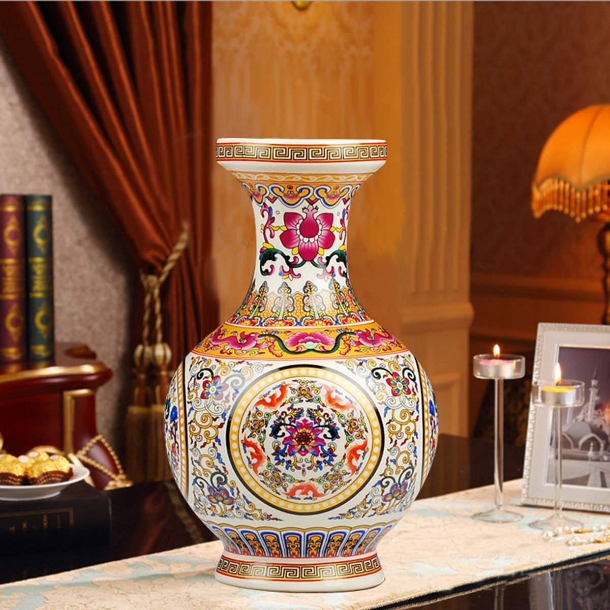 Hand Painted Porcelain Vase 25cm Decorative Flower Vase Table Centrepiece - Kwikley