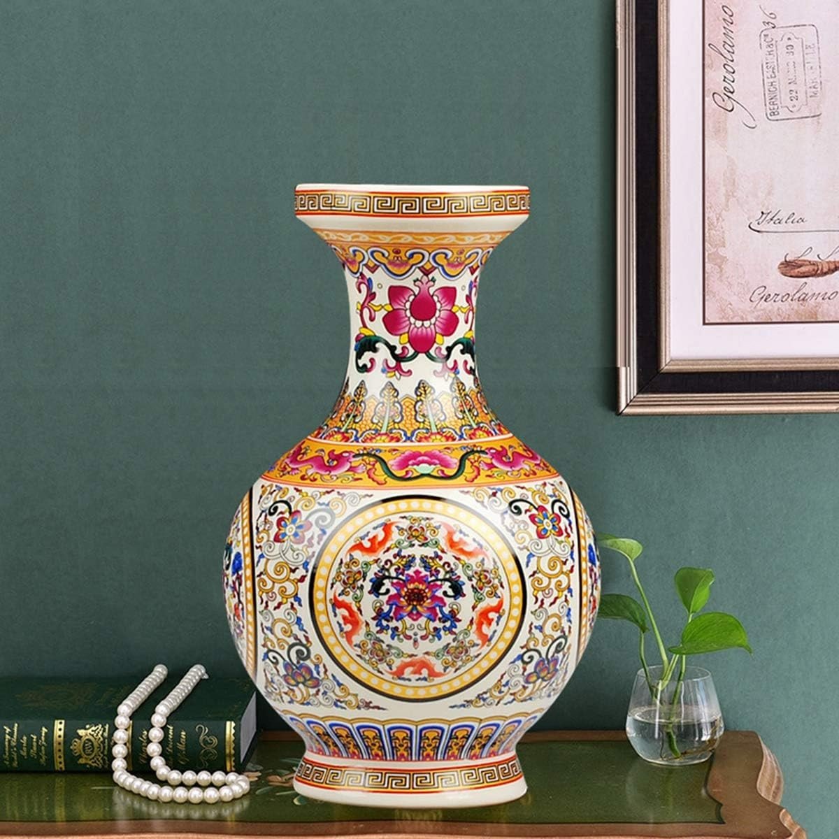Hand Painted Porcelain Vase 25cm Decorative Flower Vase Table Centrepiece - Kwikley