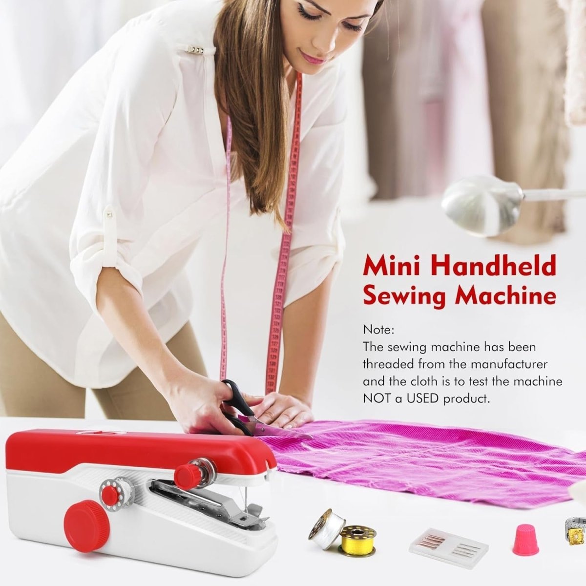 Handheld Sewing Machine Portable Electric Mini Repair Kit Red - Kwikley