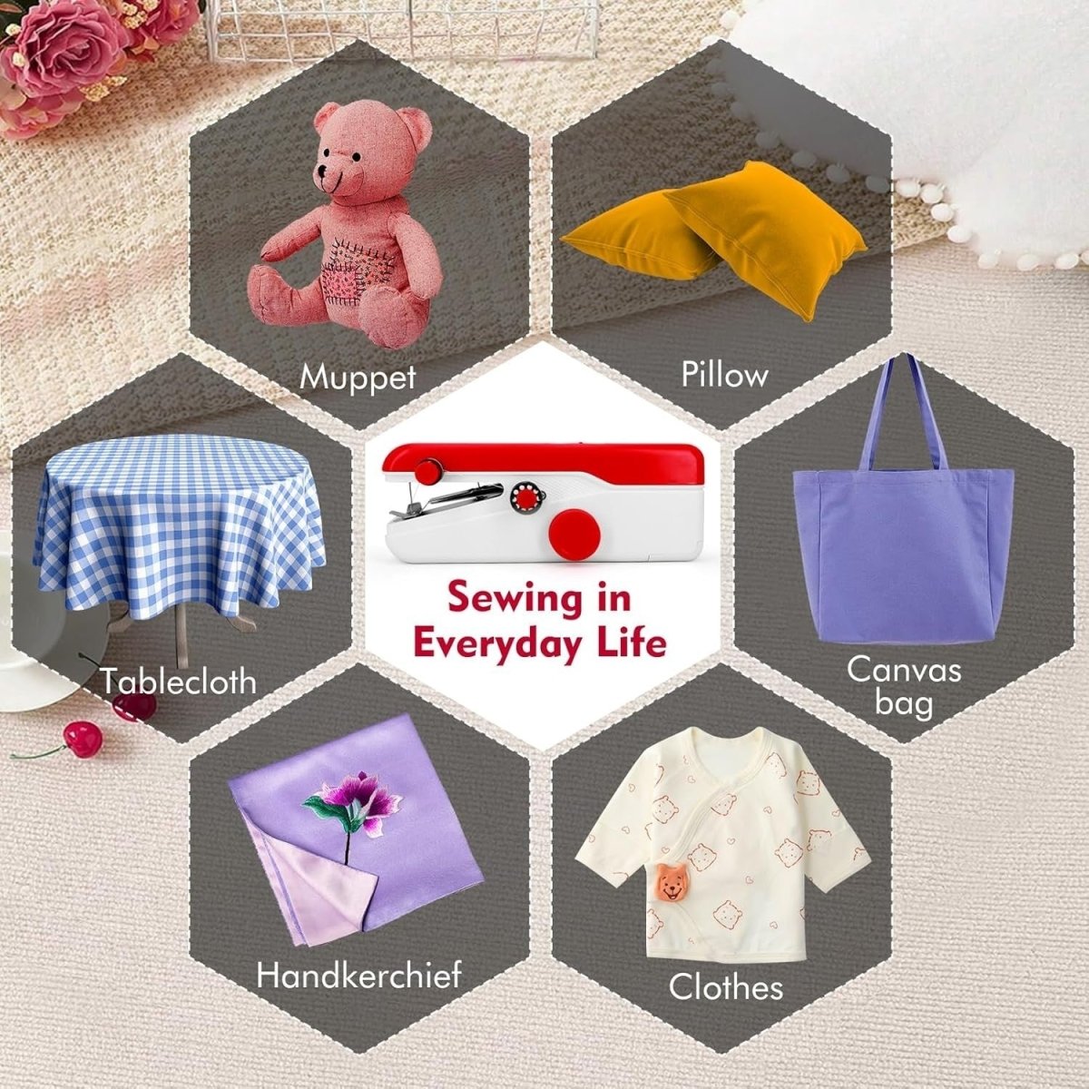 Handheld Sewing Machine Portable Electric Mini Repair Kit Red - Kwikley