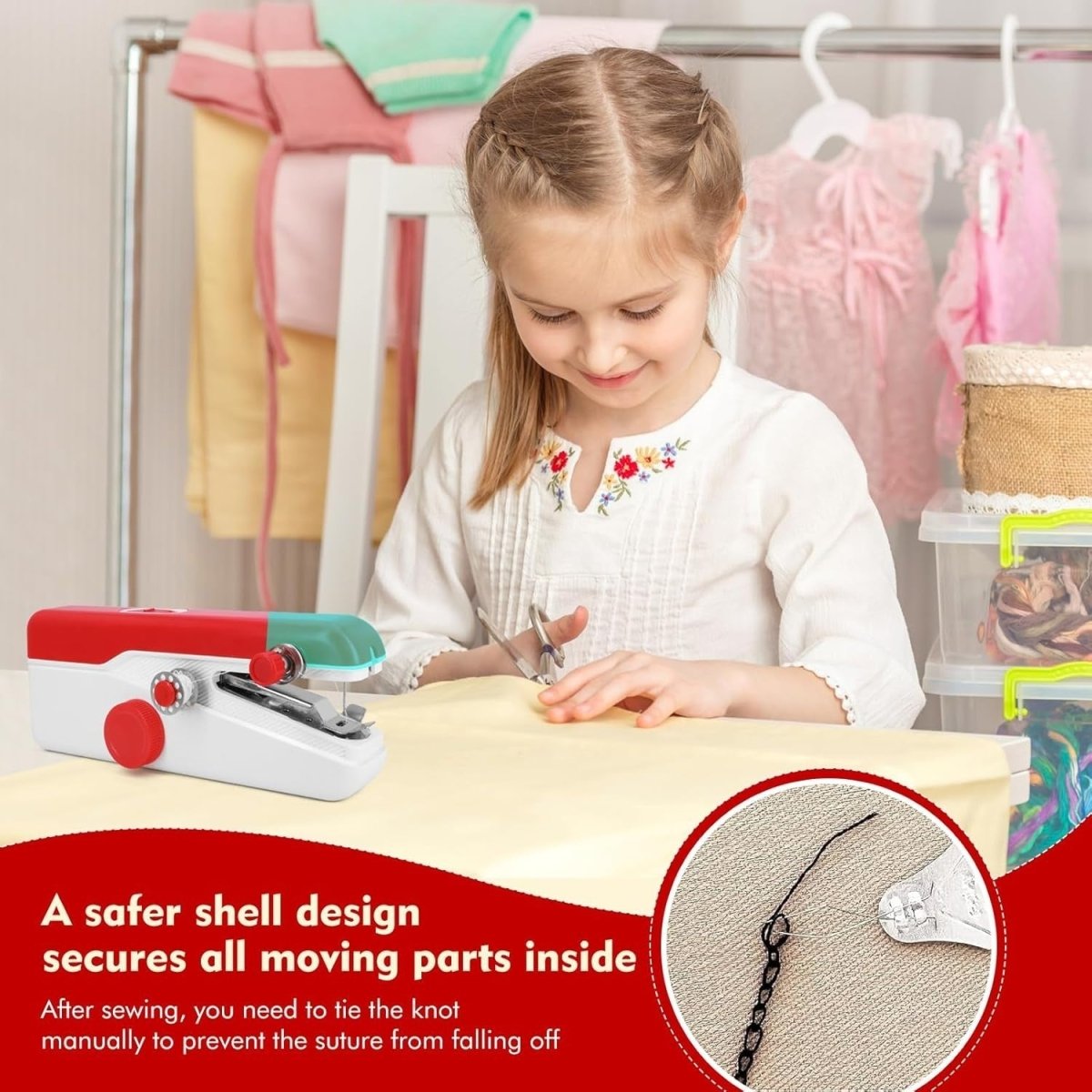 Handheld Sewing Machine Portable Electric Mini Repair Kit Red - Kwikley
