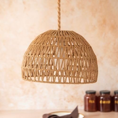 Handwoven Natural Jute Pendant Lampshade 31cm Rustic Boho Ceiling Shade - Kwikley