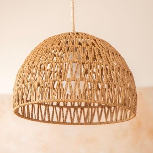 Handwoven Natural Jute Pendant Lampshade 31cm Rustic Boho Ceiling Shade - Kwikley