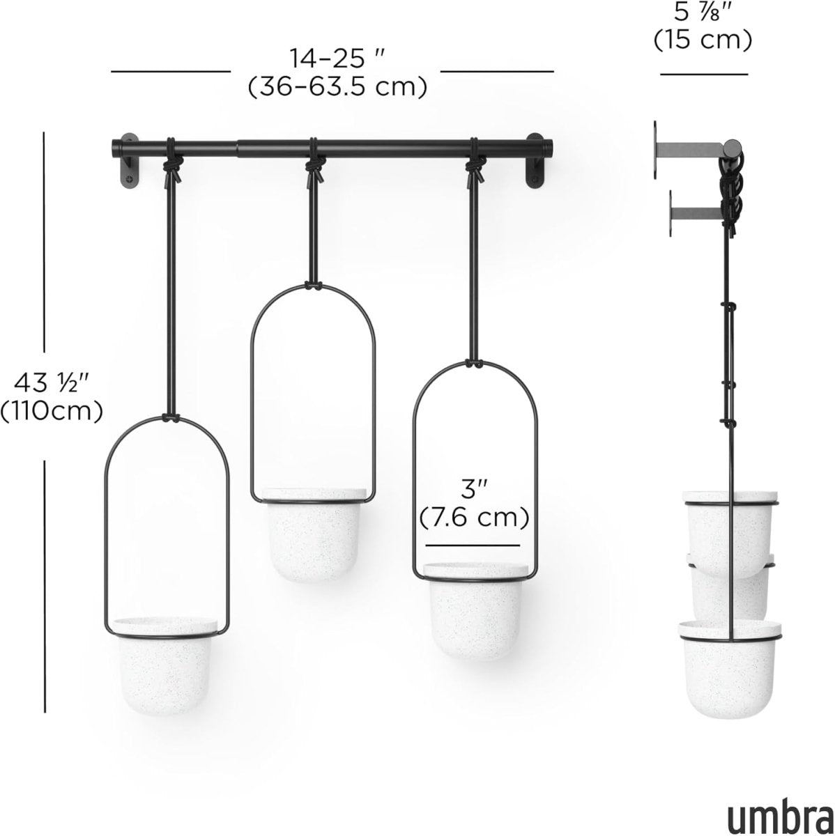 Hanging Window Planter Set 3 Indoor Herb Garden Adjustable Pots - Kwikley