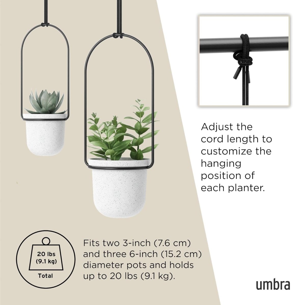 Hanging Window Planter Set 5 Indoor Herb Garden Adjustable Pots - Kwikley