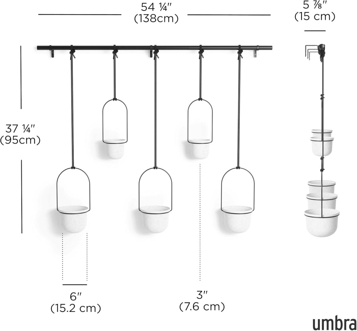 Hanging Window Planter Set 5 Indoor Herb Garden Adjustable Pots - Kwikley
