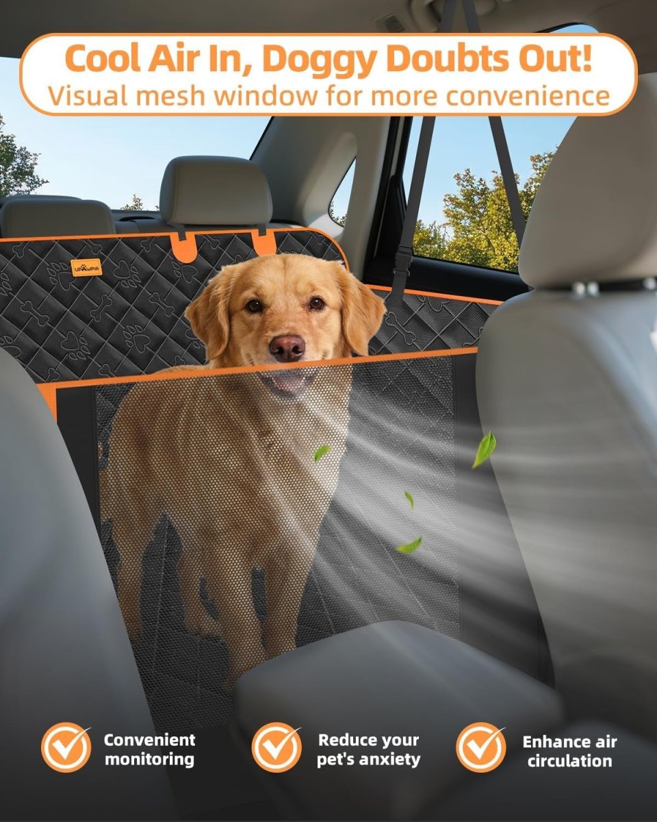 Hard Bottom Dog Car Seat Cover Extender Waterproof Hammock Mesh Window - Kwikley
