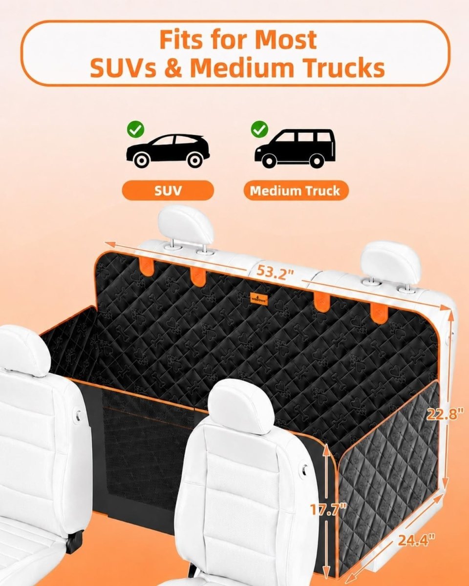 Hard Bottom Dog Car Seat Cover Extender Waterproof Hammock Mesh Window - Kwikley