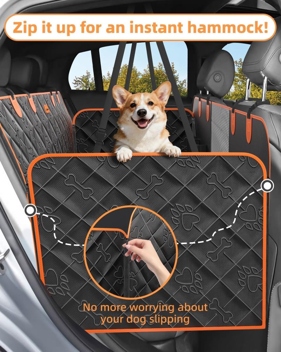 Hard Bottom Dog Car Seat Cover Extender Waterproof Hammock Mesh Window - Kwikley