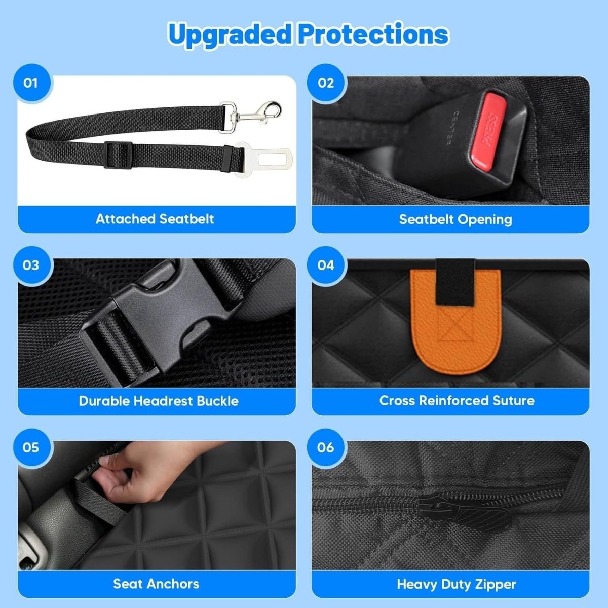 Hard Bottom Dog Car Seat Cover Hammock Waterproof Back Seat Extender - Kwikley