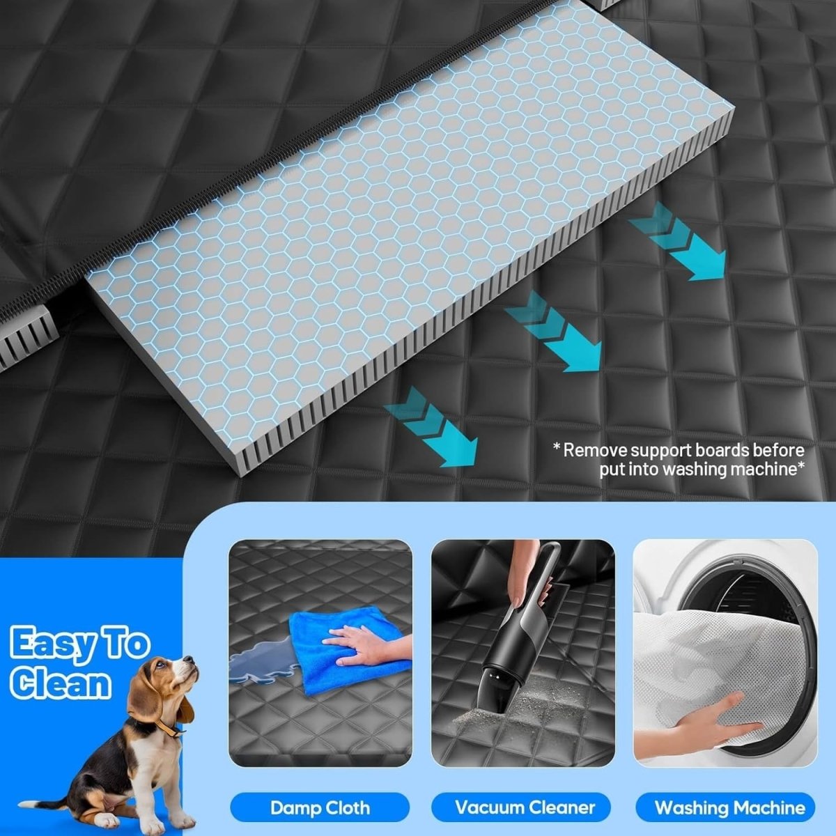 Hard Bottom Dog Car Seat Cover Hammock Waterproof Back Seat Extender - Kwikley