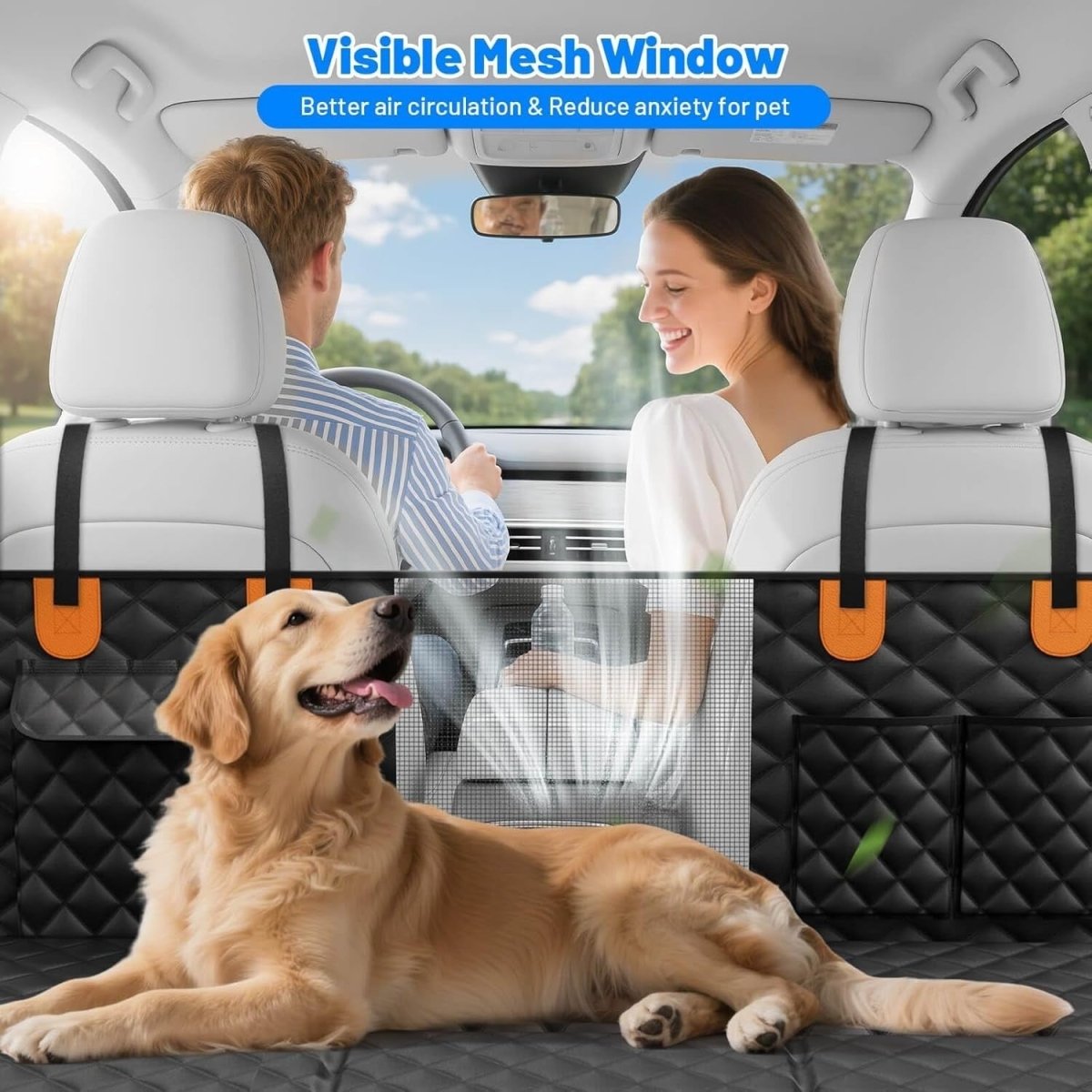 Hard Bottom Dog Car Seat Cover Hammock Waterproof Back Seat Extender - Kwikley