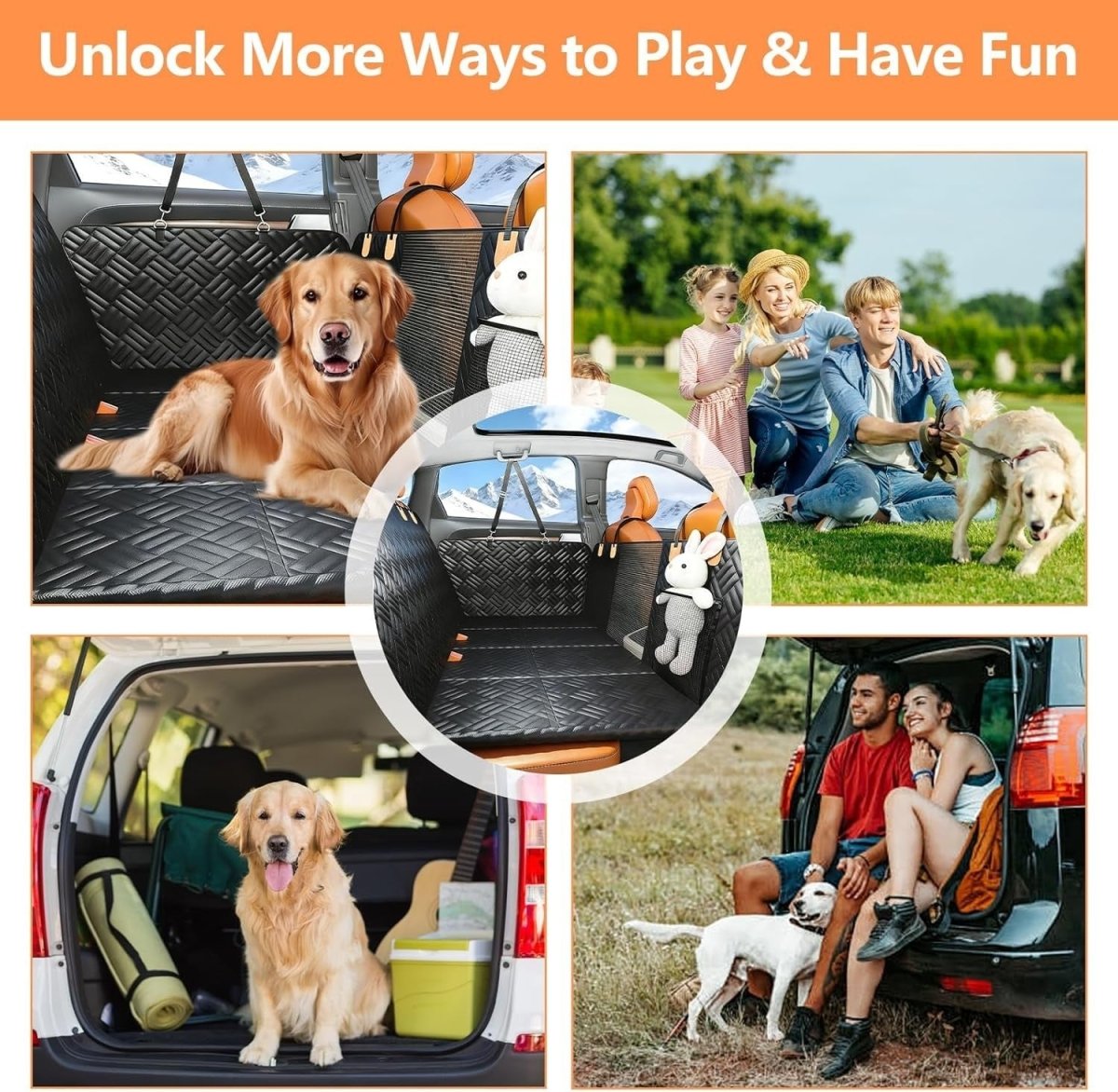 Hard Bottom Dog Car Seat Extender Waterproof Hammock Supports 330lb - Kwikley