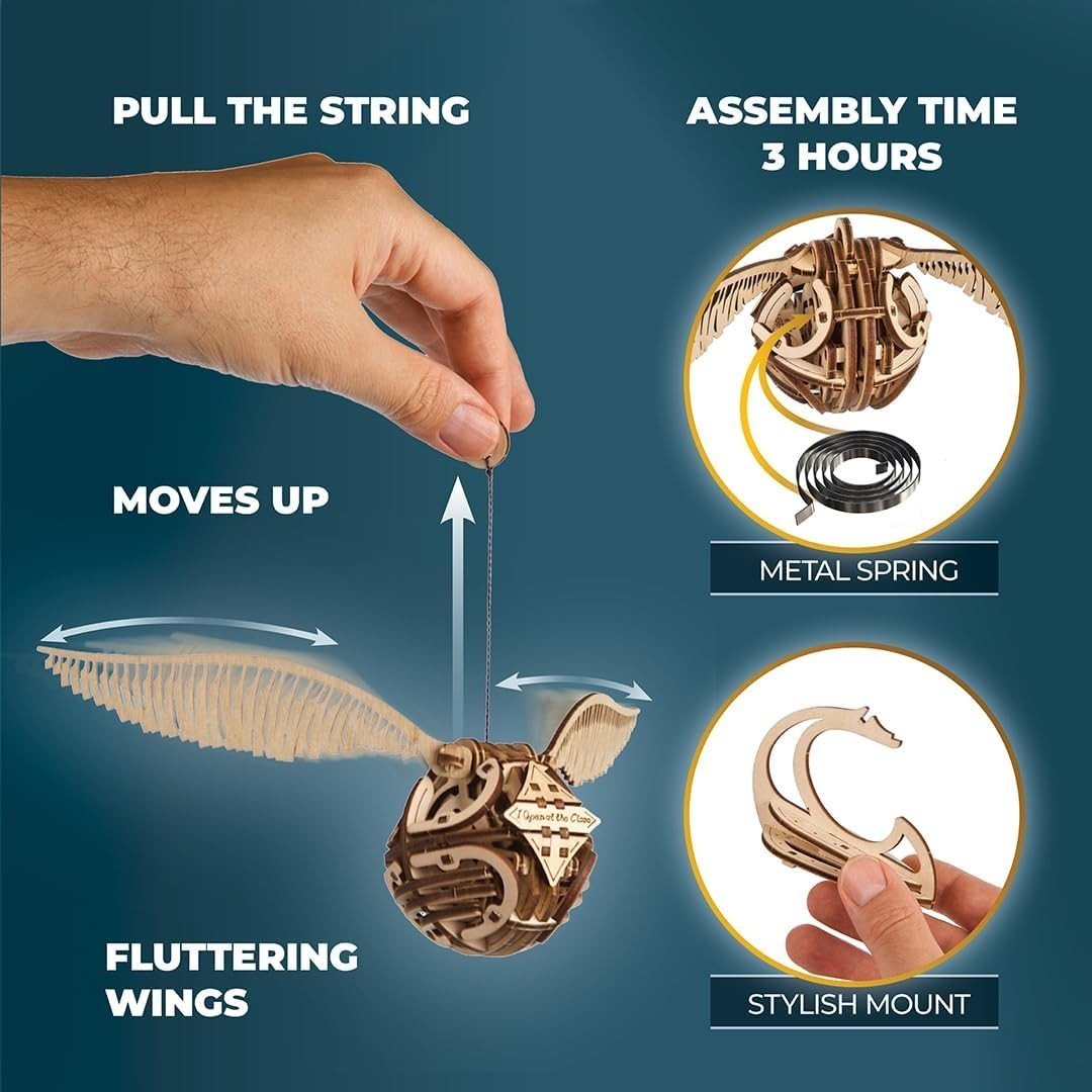 Harry Potter Golden Snitch 3D Wooden Puzzle Movable Wings Model Kit - Kwikley