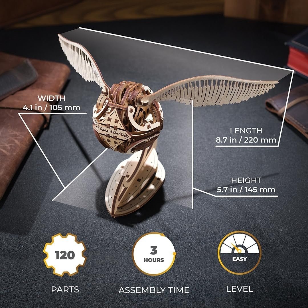 Harry Potter Golden Snitch 3D Wooden Puzzle Movable Wings Model Kit - Kwikley