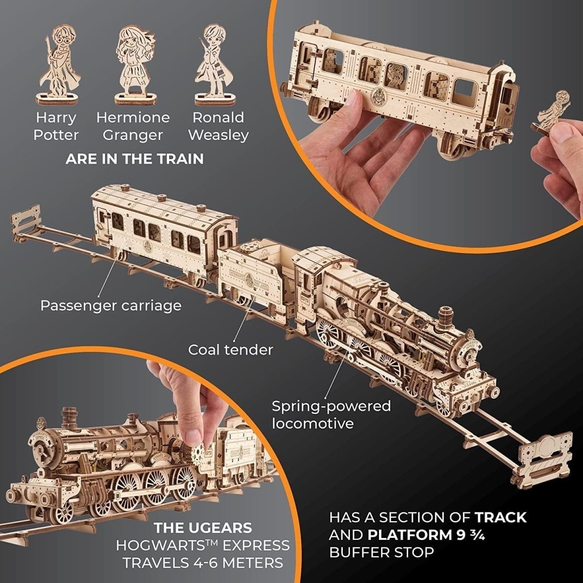 Harry Potter Hogwarts Express 3D Wooden Train Puzzle Mechanical Model - Kwikley