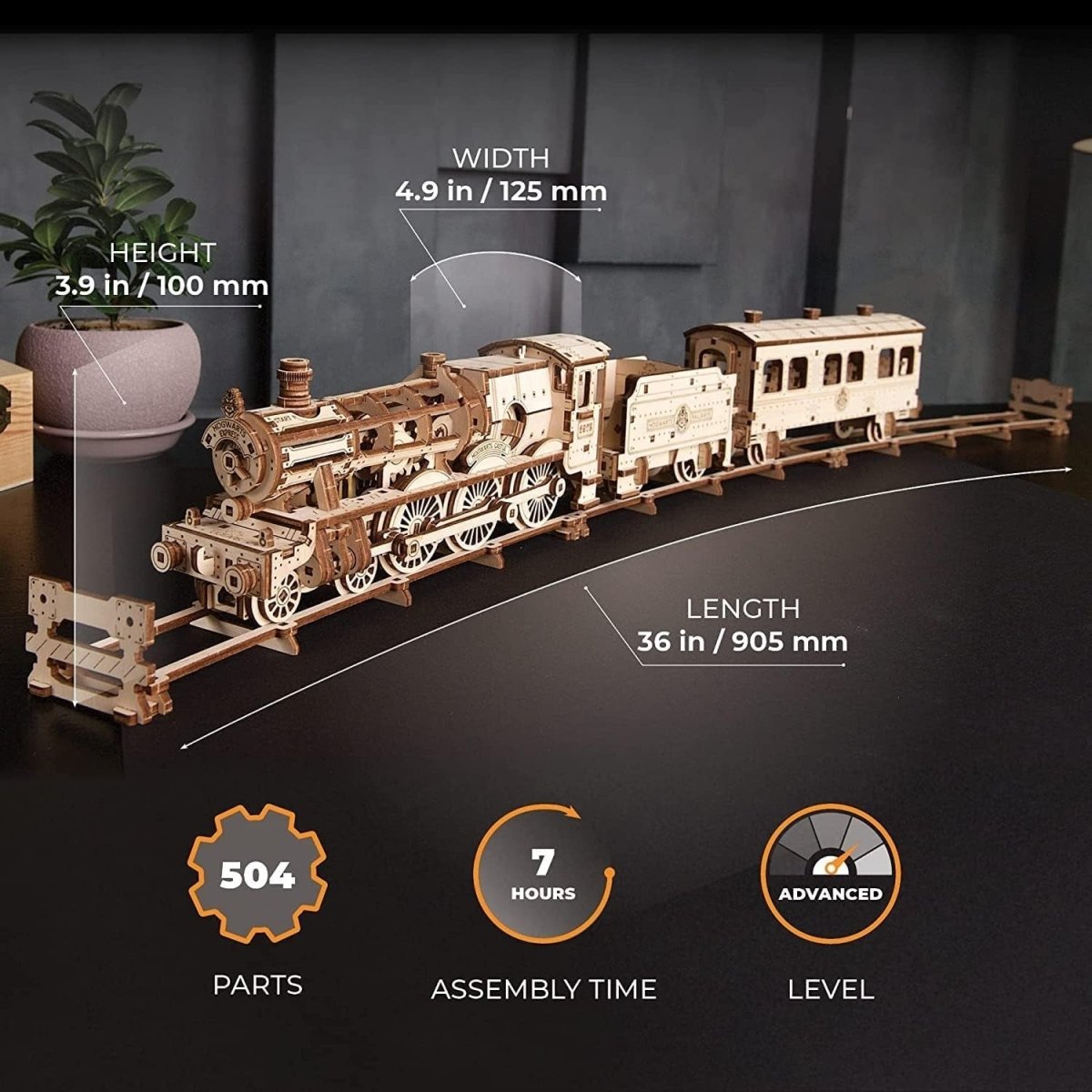Harry Potter Hogwarts Express 3D Wooden Train Puzzle Mechanical Model - Kwikley