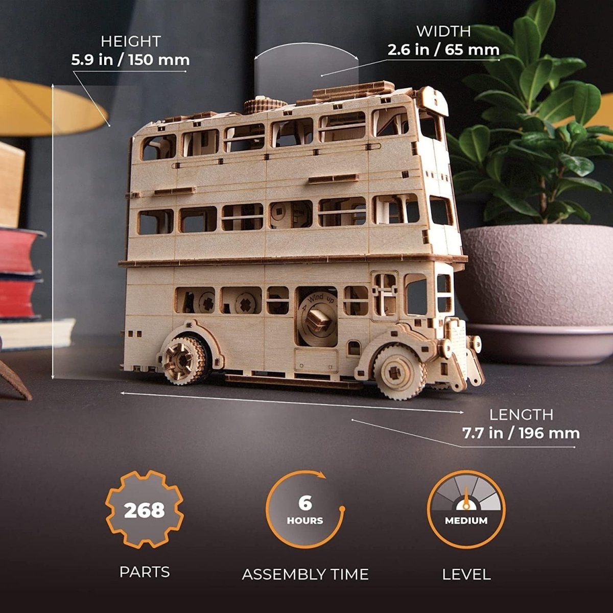 Harry Potter Knight Bus 3D Wooden Puzzle Mechanical Model Kit 268PCS - Kwikley