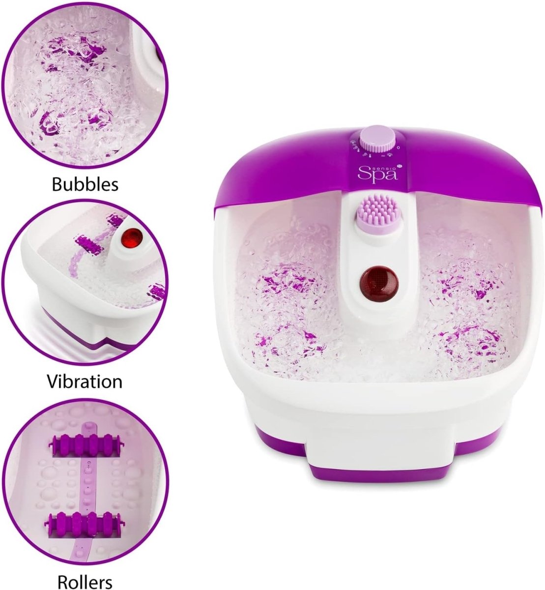 Heated Foot Spa Massager Bubble Bath Rollers Red Light Pedicure Set - Kwikley