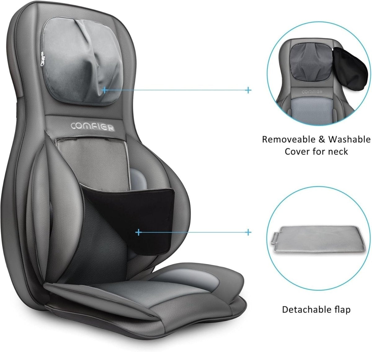Heated Full Back Massager Chair Deep Kneading for Office & Home - Kwikley