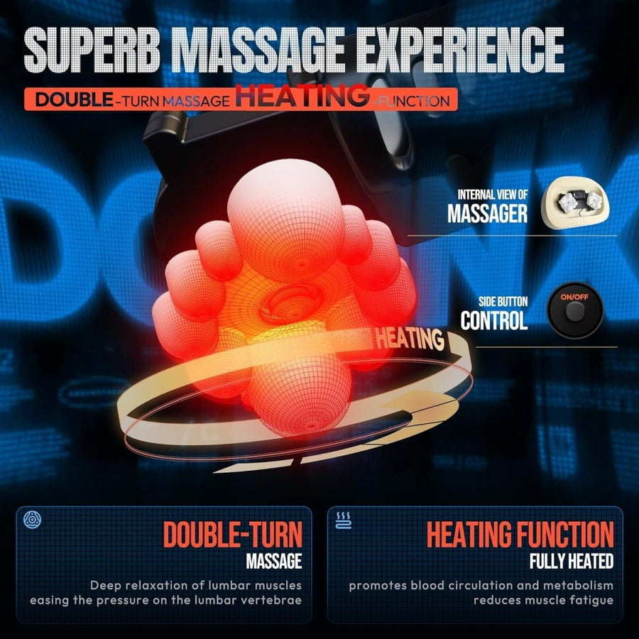 Heated Massage Gaming Chair Recliner with Footrest 150kg Red - Kwikley