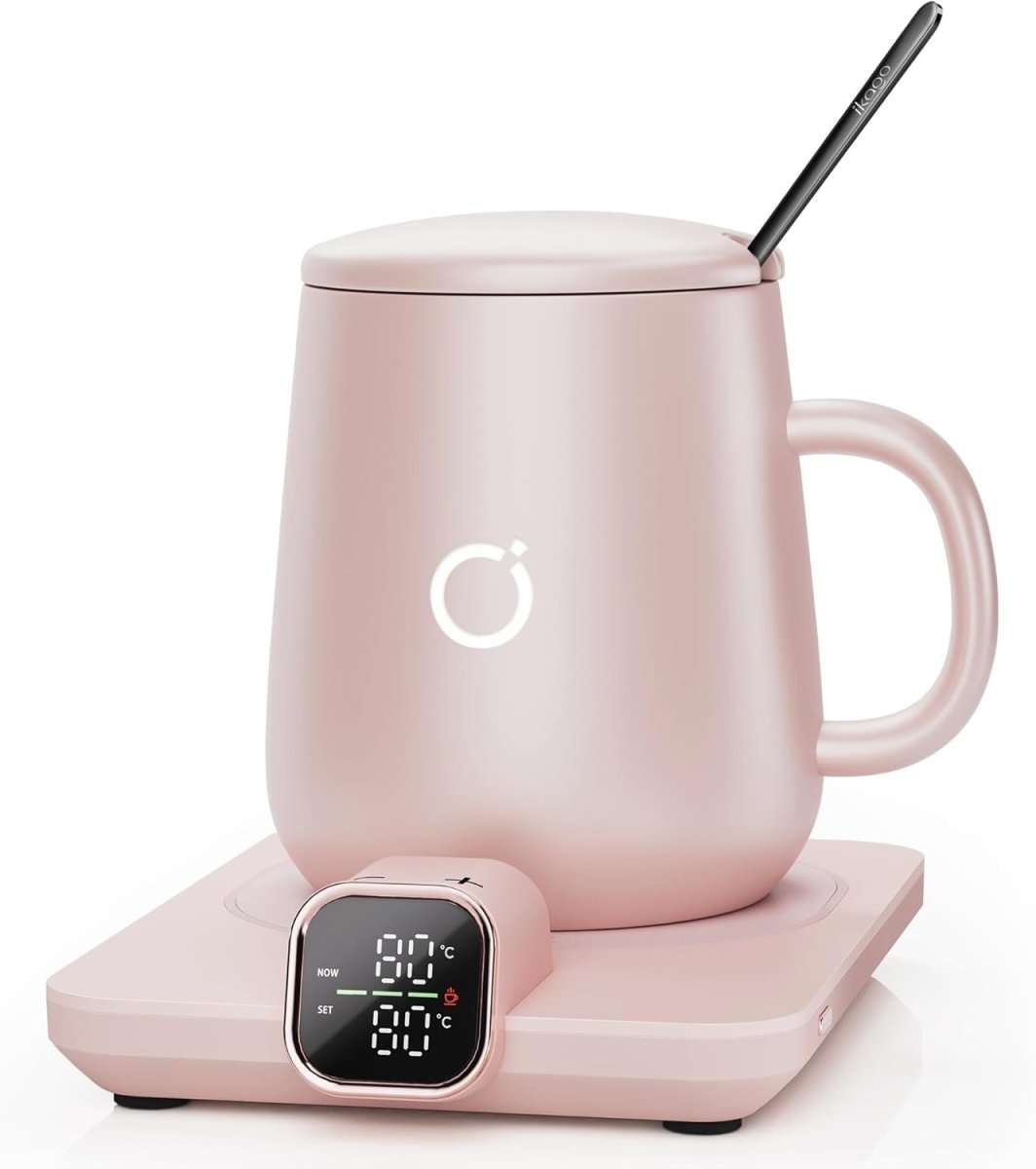 Heated Smart Coffee Mug Warmer – Pink Ceramic, Touch Control & LED Display - Kwikley