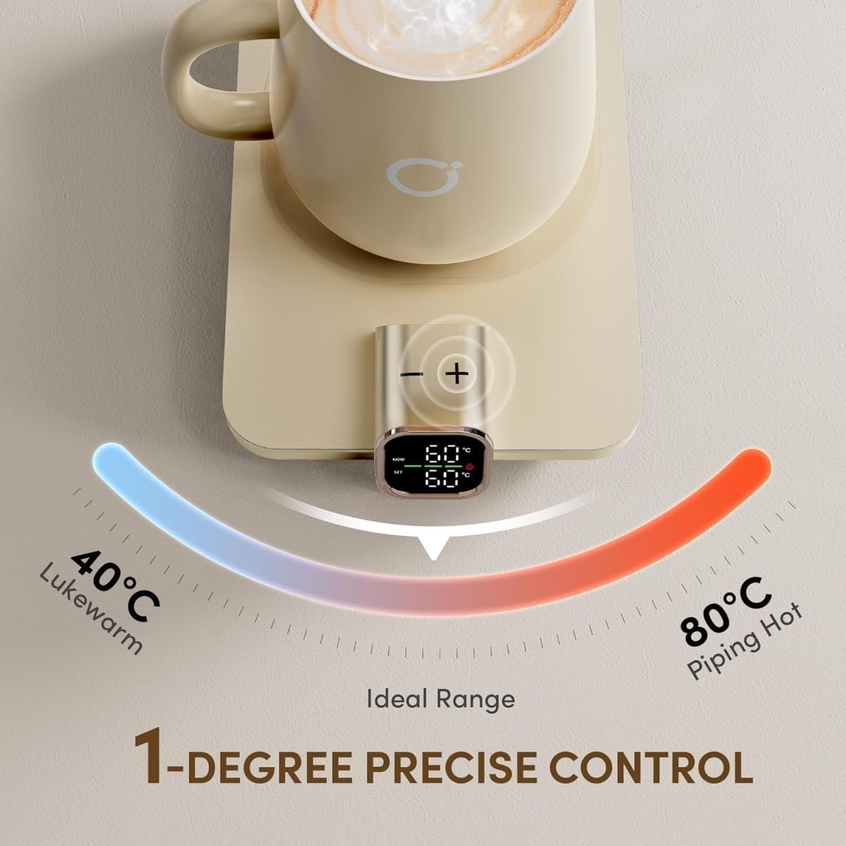 Heated Smart Coffee & Tea Mug Warmer – Beige Ceramic, Touch Control - Kwikley