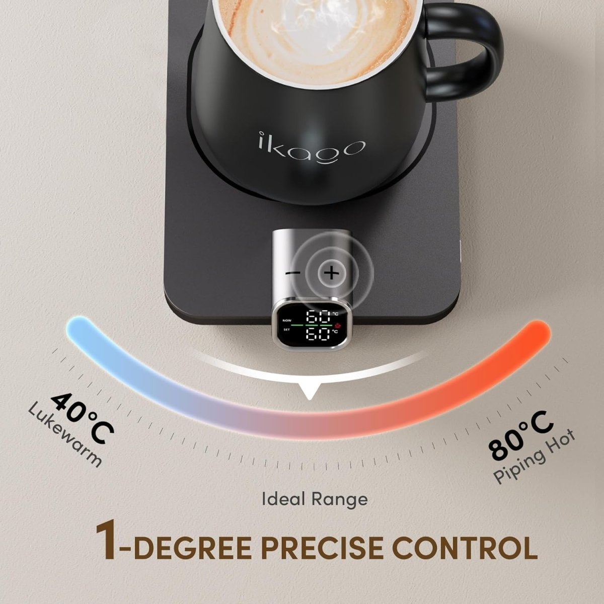 Heated Smart Coffee & Tea Mug Warmer – Black Ceramic, Touch LED - Kwikley