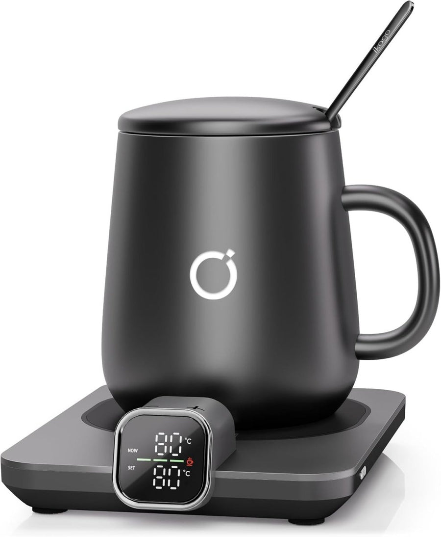 Heated Smart Coffee & Tea Mug Warmer – Black Ceramic, Touch LED - Kwikley