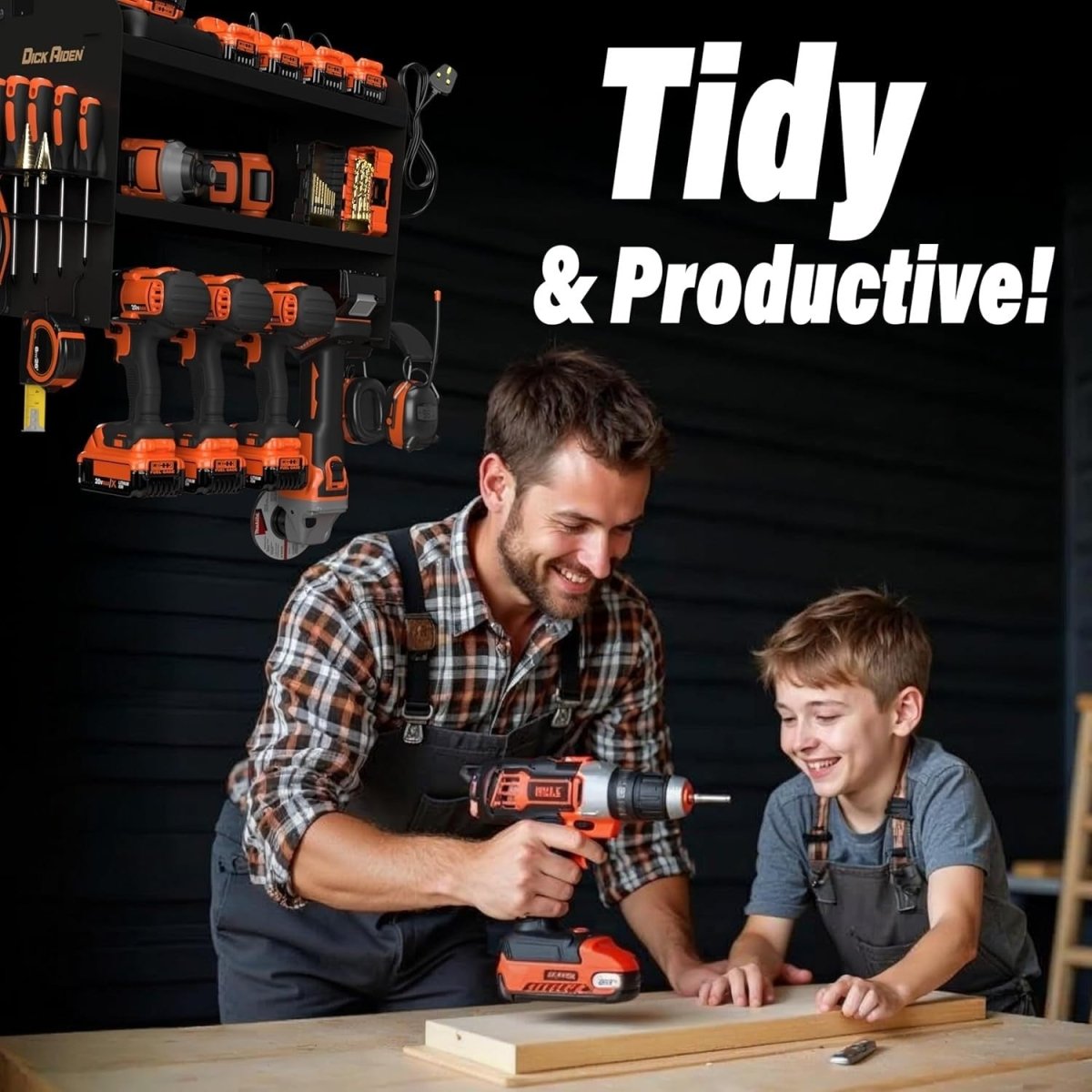 Heavy Duty 4 - Slot Power Tool Organizer Wall Rack Charging Station Metal - Kwikley