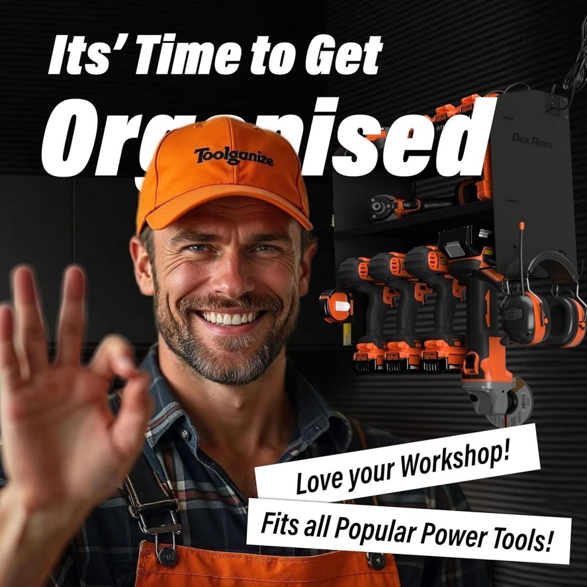 Heavy Duty 4 - Slot Power Tool Organizer Wall Rack Charging Station Metal - Kwikley