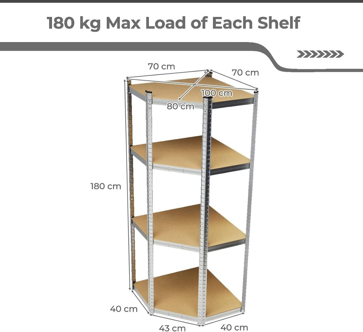 Heavy Duty 4 - Tier Metal Corner Shelving Rack, Adjustable Garage Storage Unit - Kwikley