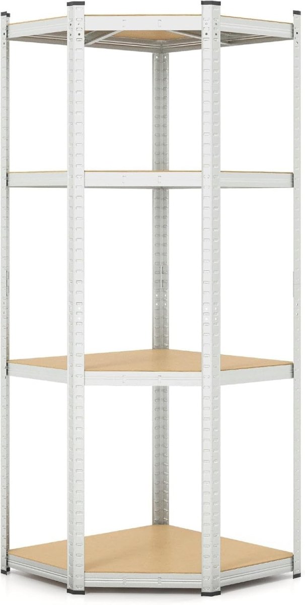 Heavy Duty 4 - Tier Metal Corner Shelving Rack, Adjustable Garage Storage Unit - Kwikley