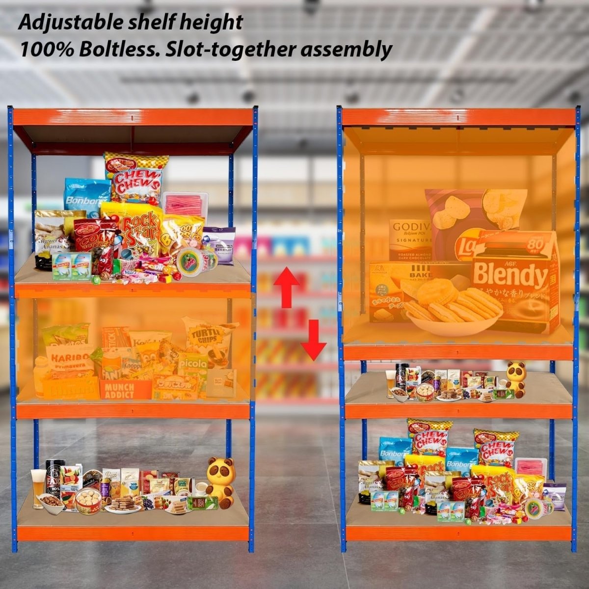 Heavy Duty 4 - Tier Metal Garage Storage Shelf 120x60x180cm Adjustable - Kwikley