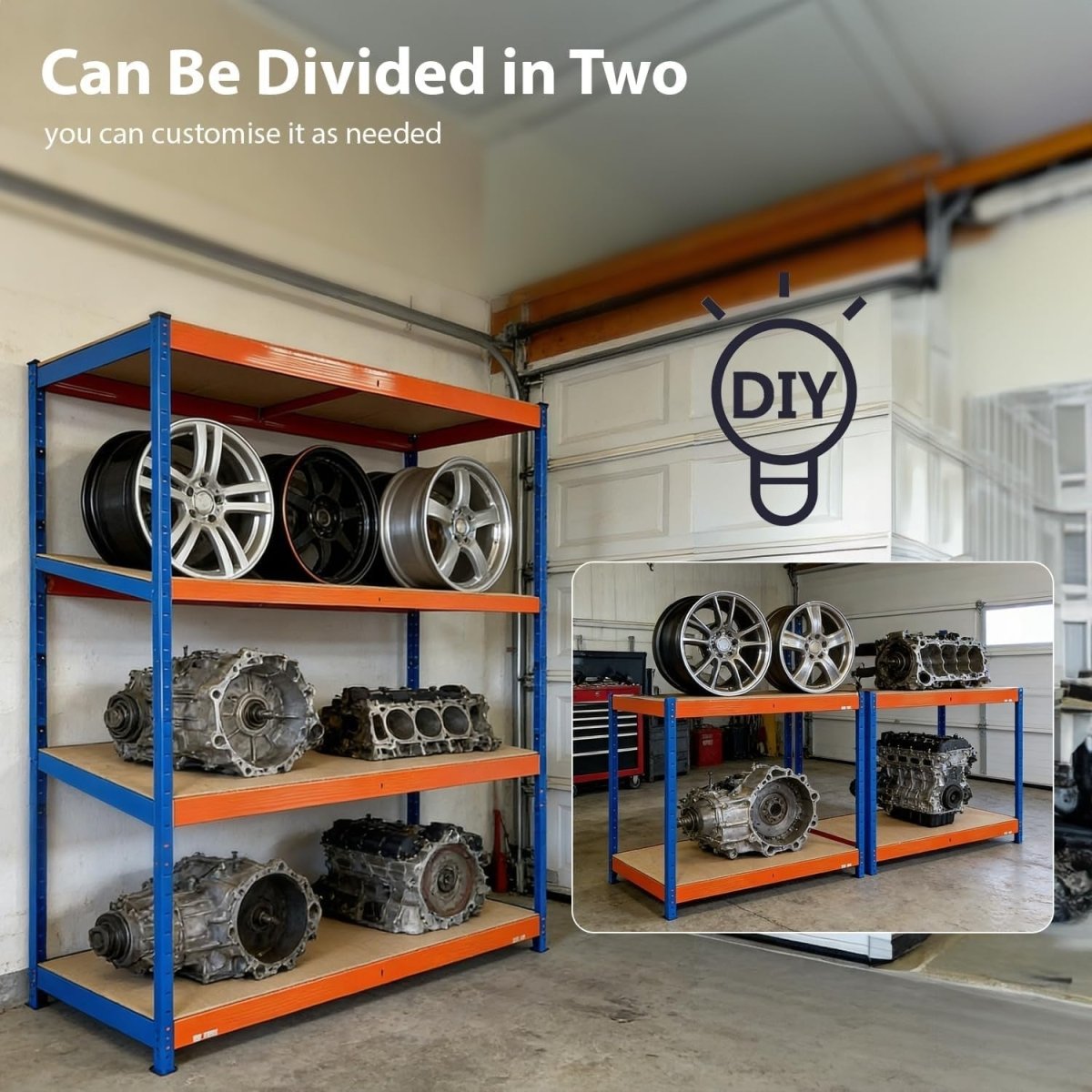 Heavy Duty 4 - Tier Metal Garage Storage Shelf 150x60x180cm Adjustable - Kwikley