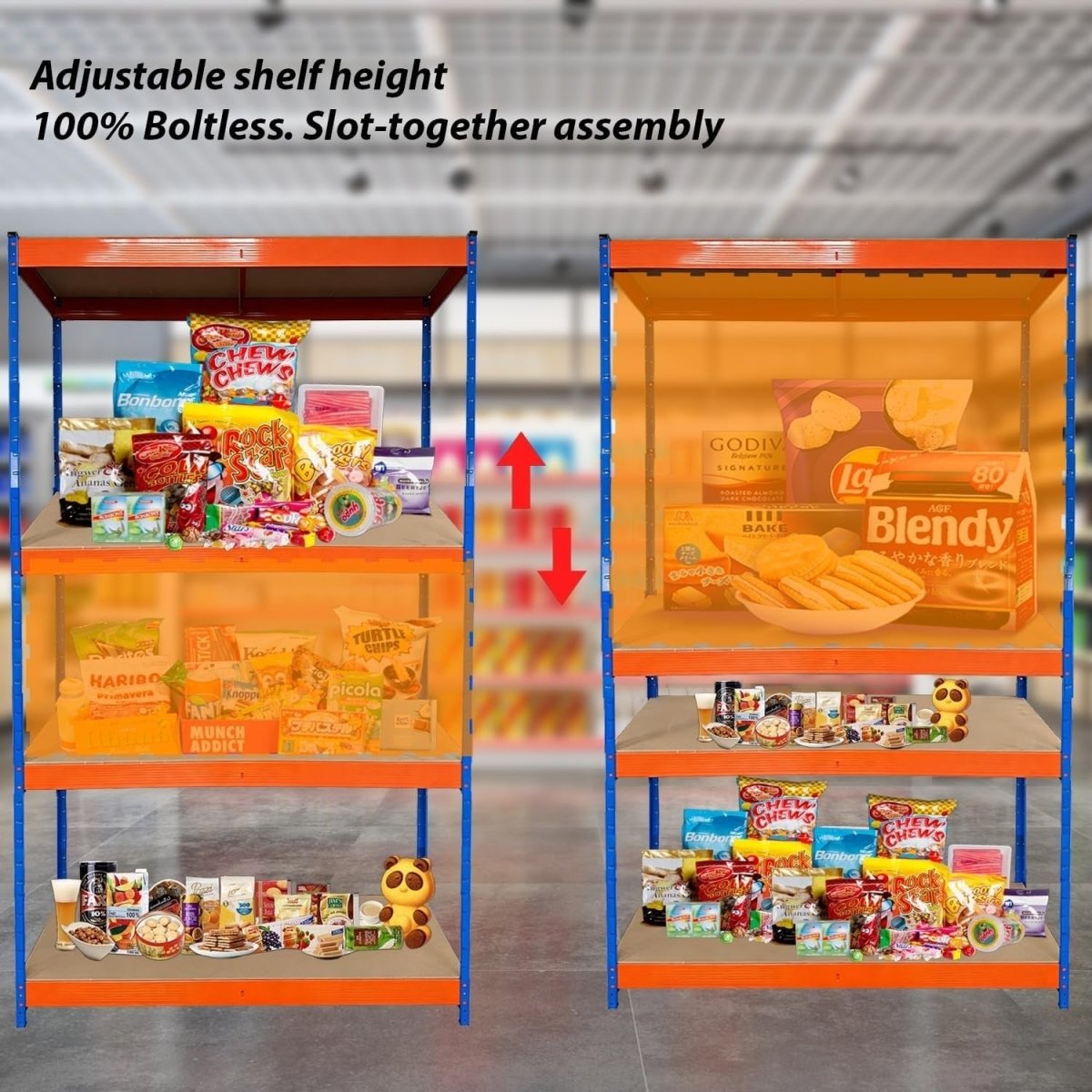 Heavy Duty 4 - Tier Metal Garage Storage Shelf 150x60x180cm Adjustable - Kwikley