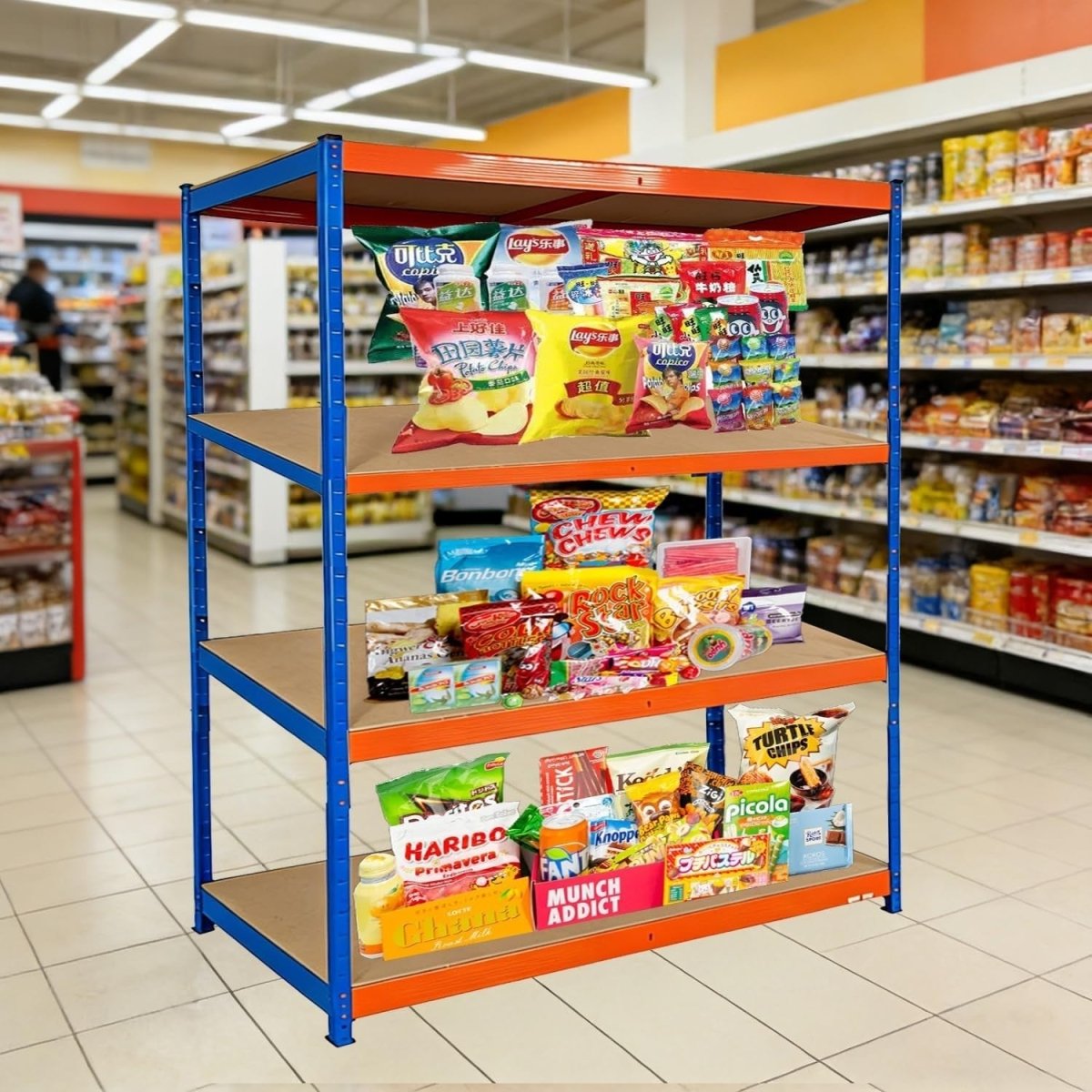 Heavy Duty 4 - Tier Metal Garage Storage Shelf 180x60x180cm Adjustable - Kwikley
