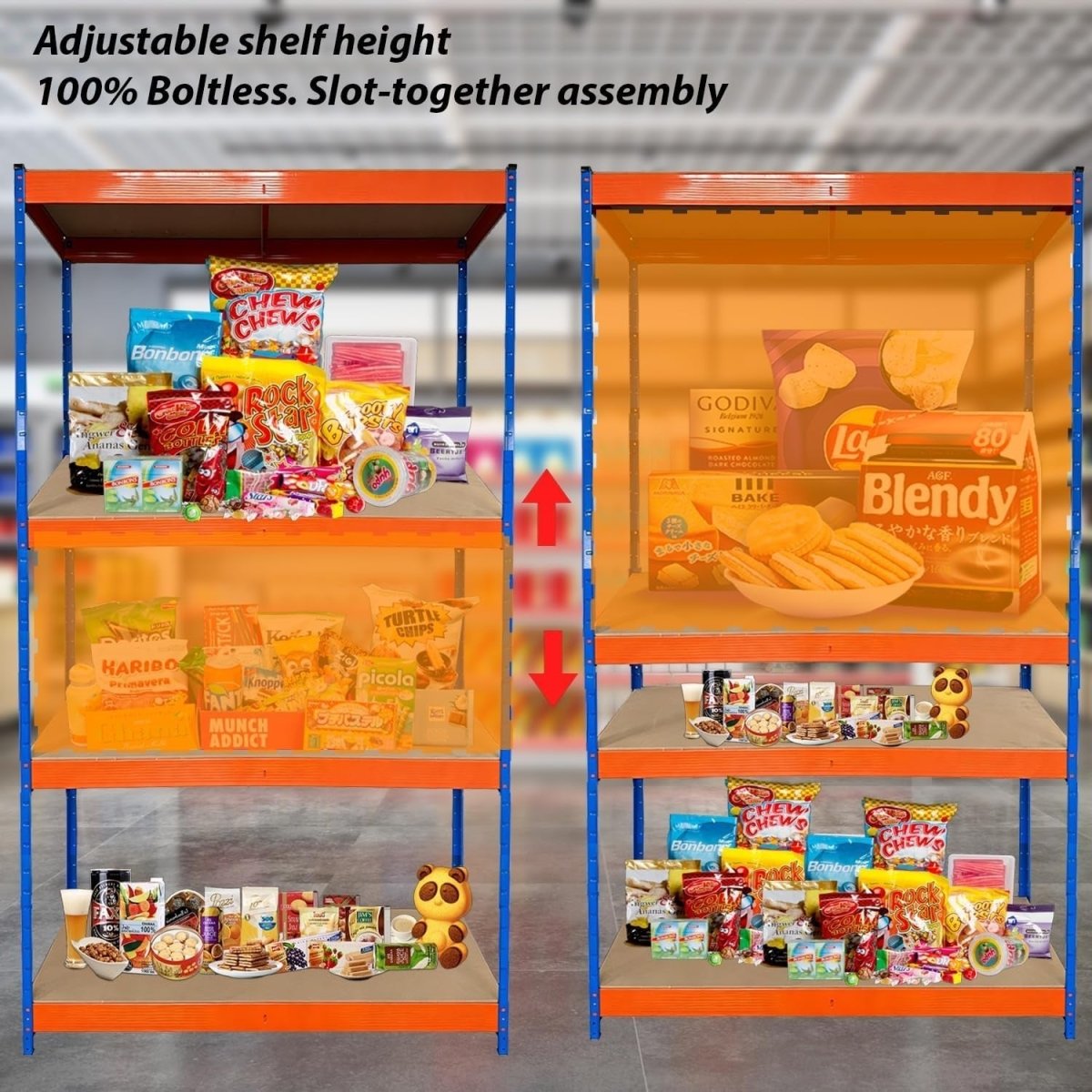 Heavy Duty 4 - Tier Metal Garage Storage Shelf 180x60x180cm Adjustable - Kwikley