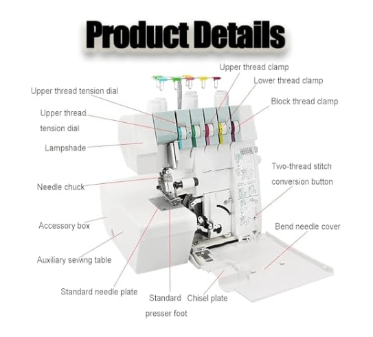Heavy Duty Coverstitch Overlock Sewing Machine 2 3 4 5 Thread Serger - Kwikley