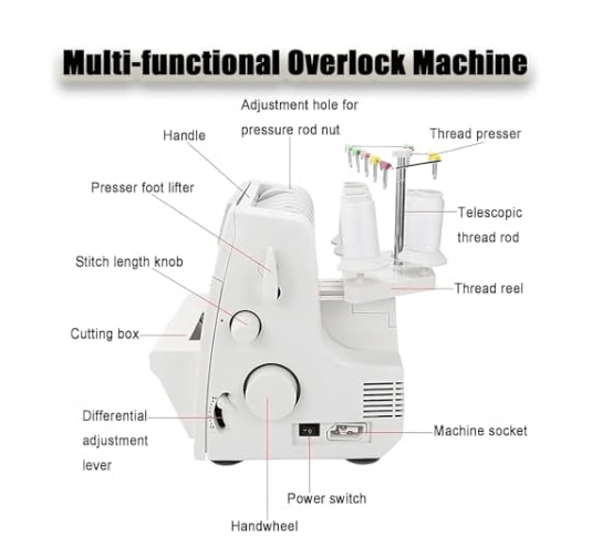 Heavy Duty Coverstitch Overlock Sewing Machine 2 3 4 5 Thread Serger - Kwikley