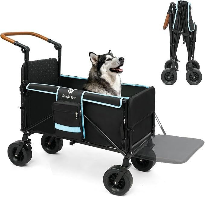 Heavy Duty Dog Stroller for Large Dogs Foldable All Terrain Pushchair Ramp - Kwikley