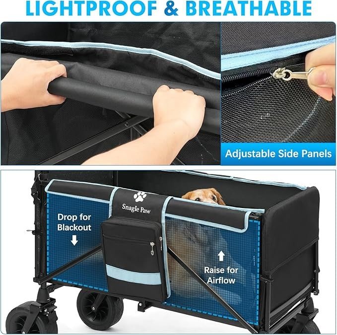 Heavy Duty Dog Stroller for Large Dogs Foldable All Terrain Pushchair Ramp - Kwikley
