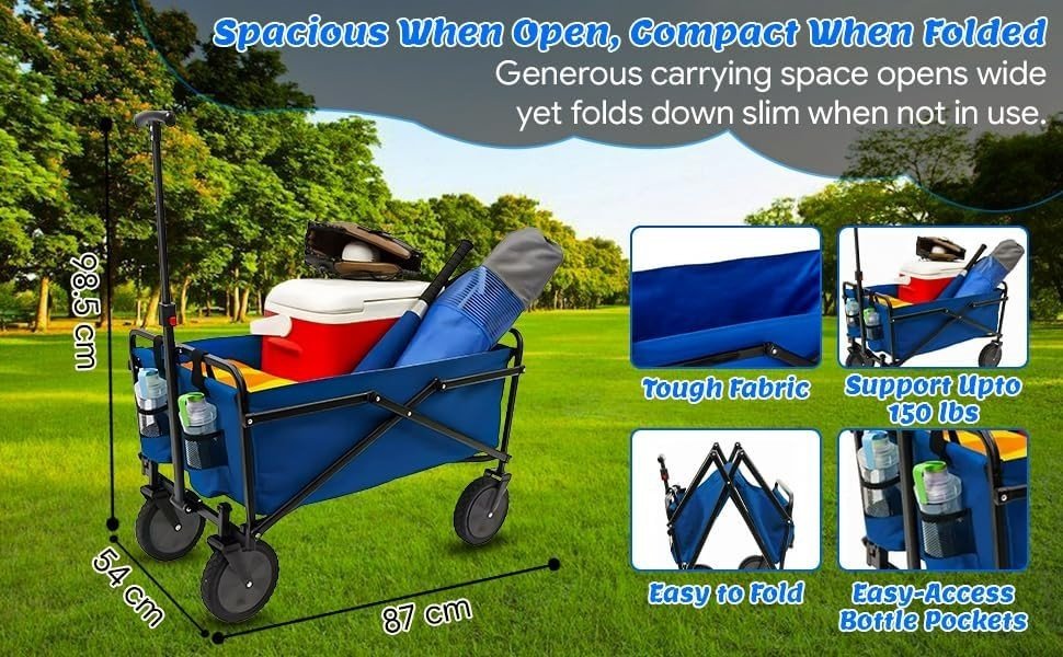 Heavy Duty Folding Utility Wagon Cart Garden Camping Picnic Trolley - Kwikley