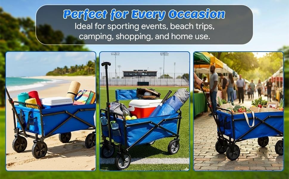 Heavy Duty Folding Utility Wagon Cart Garden Camping Picnic Trolley - Kwikley